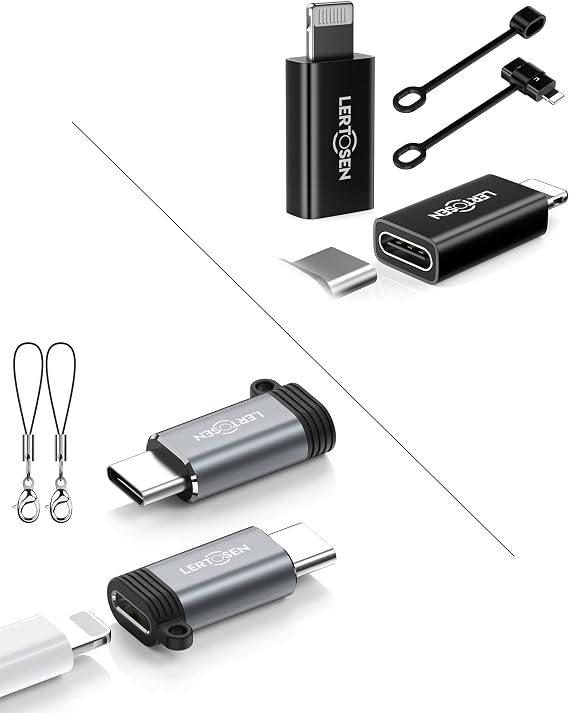 LERTOSEN Lightning to USB C Adapter 2 Pack + USB C to Lightning Adapter 2 Pack (Bundle)