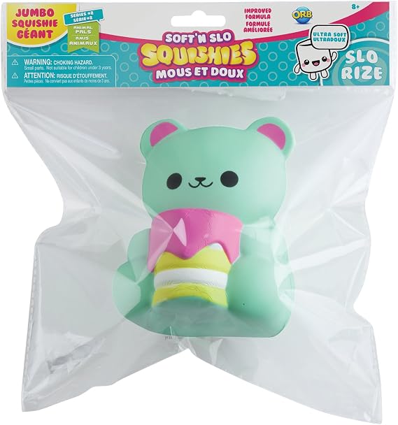 ORB The Factory Jumbo Bear Cake Soft'n Slo Squishies, Green/Pink, 10.83" x 9.25'' x 3.50"