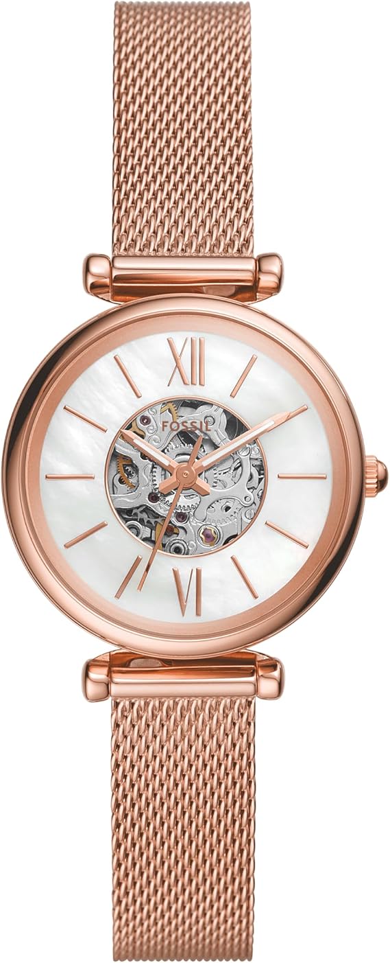 Fossil Women's Carlie Automatic Stainless Steel Mesh Three-Hand Watch for Women,