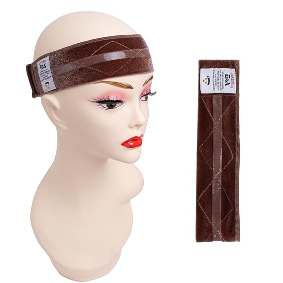 GEXWORLDWIDE GEX New Wig Band Velvet with Silicone for Keeping Wigs in Place Updated Wig Grip Scarf Head Hair Band Wig Band Adjustable Fastern (Light Brown)