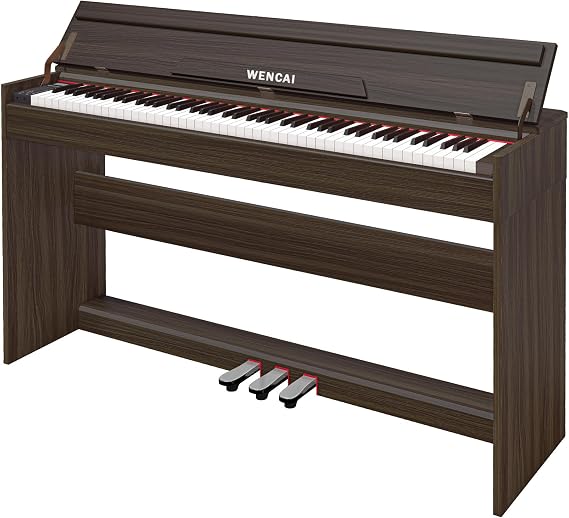 WENCAI Digital Piano 88 Key Full Size Keyboard for Beginners, Dark Brown