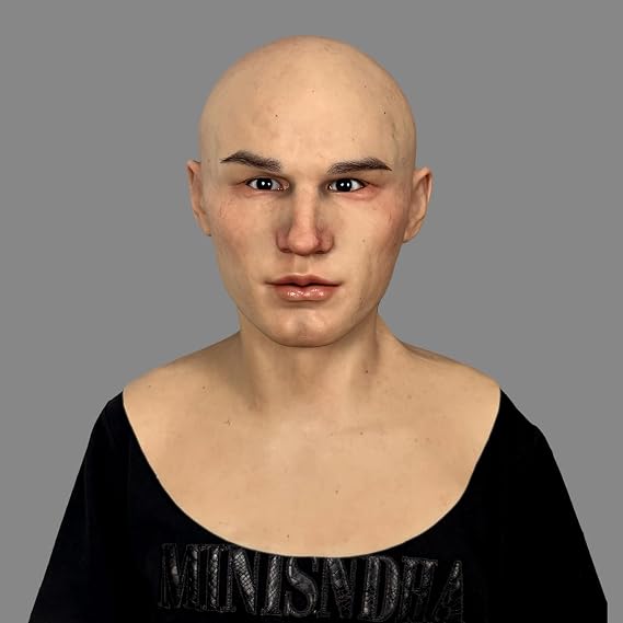 Realistic Man Mask, Latex Mask Male,Full OverHEADS Halloween Latex Cosplay Human,Scary Full HEADS Creepy Face Cosplay Props