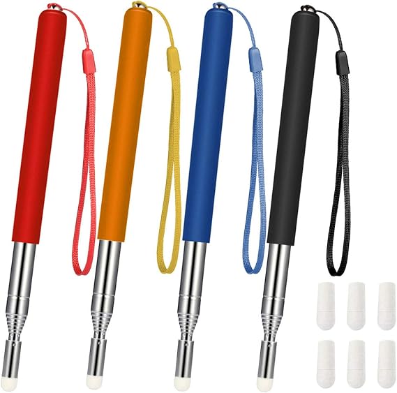 Chinco 4 Pcs Retractable Teacher Pointer Sticks for Classroom,47 Inches