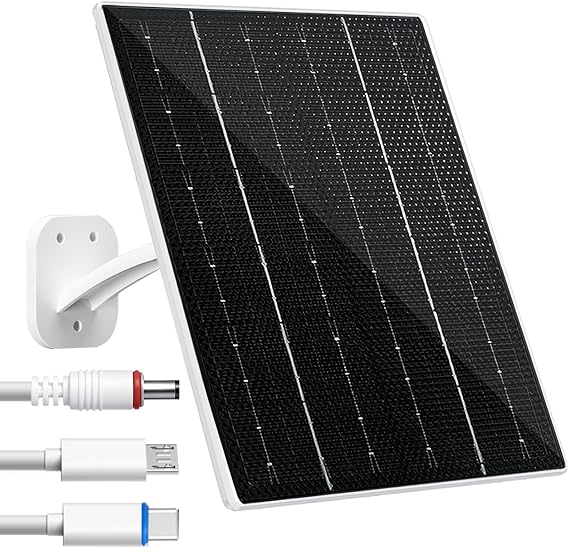 FUTUREZEN 10W Solar Panel for Security Cameras, DC/USB-C/USB, White, 1 Pack