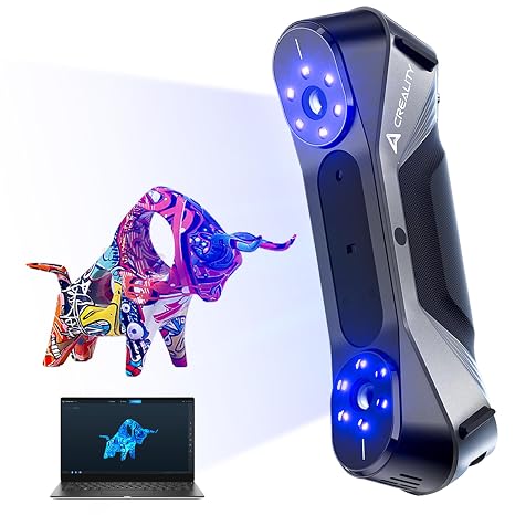 Creality Raptor 3D Scanner for 3D Printing, Multiple-line Blue Laser & NIR Handheld Scanner with 0.02mm Accuracy, Anti-Shake Tracking, 24-Bit Fast Full-Color Scanning for Windows macOS