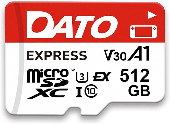 DATO Express 512GB microSDXCEX Memory Card PCIe Gen3x1 NVMe UHS-I C10 U3 V30 A1 4K8K UHD Up to 800/700 MB/s Compatible with Gen Gaming Consoles Switch 2 Action Cameras Drones 360 Cameras