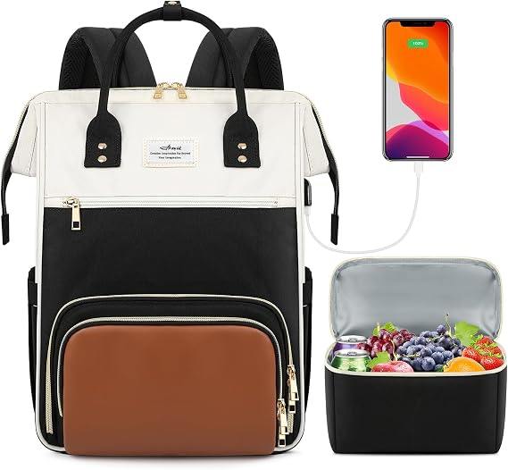 ETRONIK Laptop Lunch Backpack for Women, 17.3 inch Laptop Backpack
