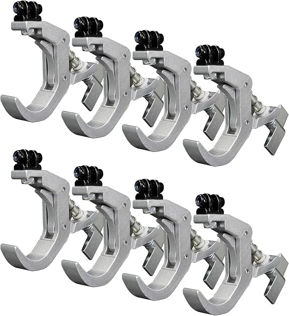 8 Pack Truss Clamp C-Clamp Stage Light Clamp Hook Aluminum Lighting Clamp for Par Light Moving Head Stage Lighting Accessories Silver