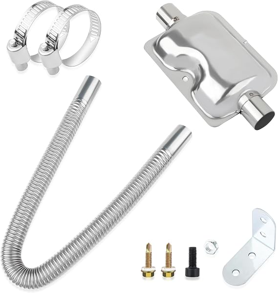 25mm/0.98" Diesel Heater Exhaust Pipe with Silencer Muffler,Stainless Steel Pipe for Car Modified Intake & Exhaust System,Universal Car Accessories Diesel Heater Hose Kit
