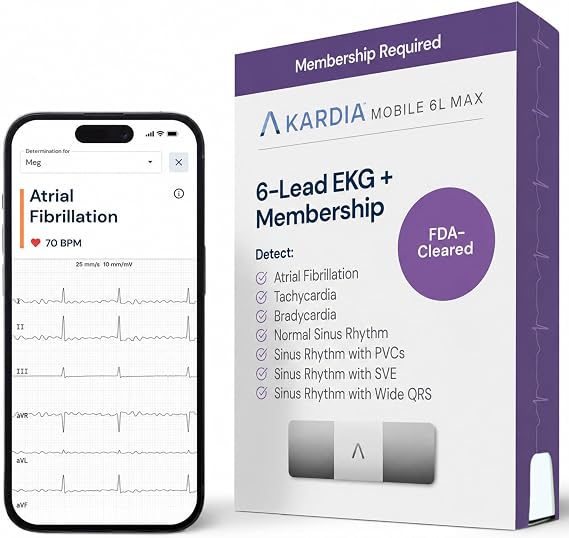 KardiaMobile 6L Max 6-Lead EKG + One-Year Membership, Unlimited Recordings