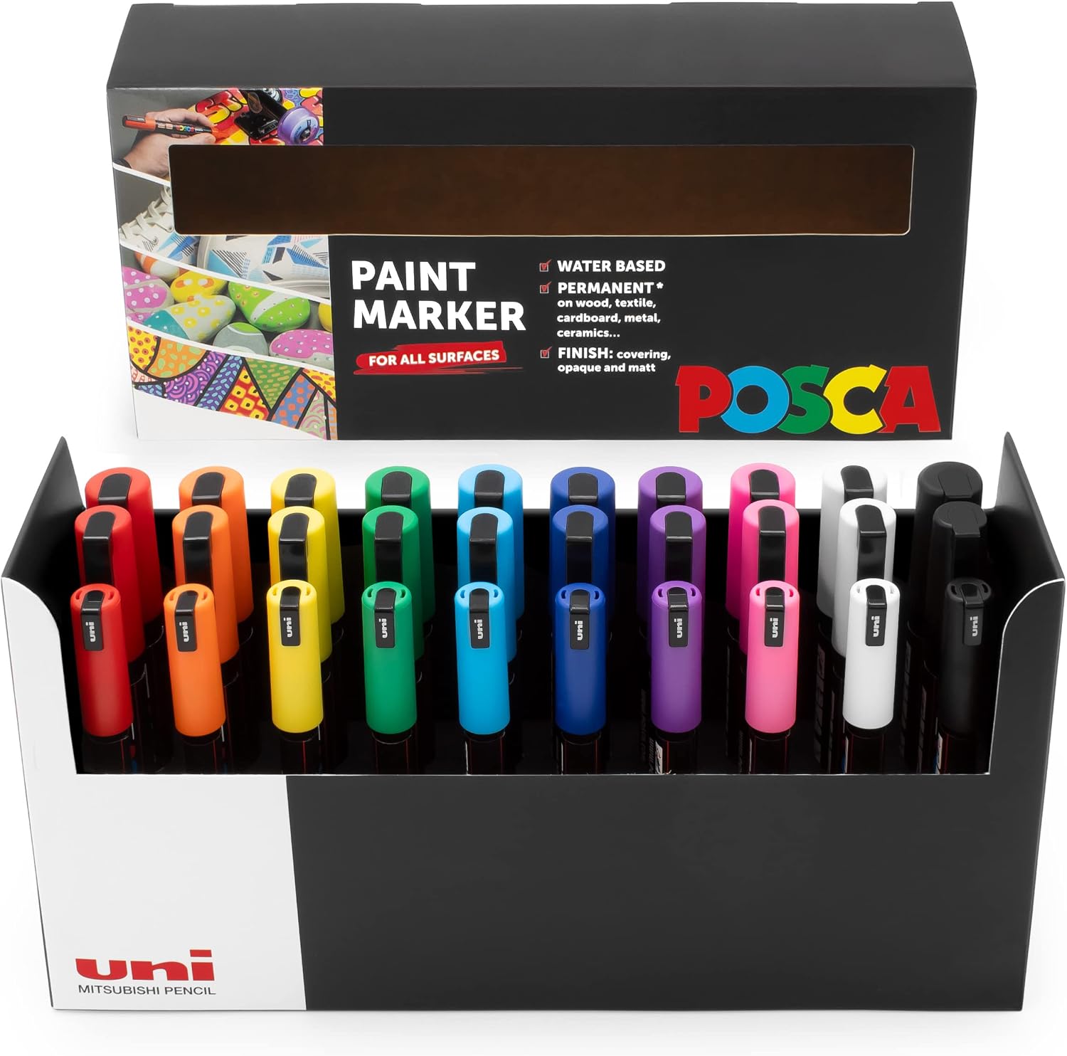 Posca - Paint Marker Art Pens - 1.8-2.5mm - Deskset Gift Set (Assorted Desk Set of 30)
