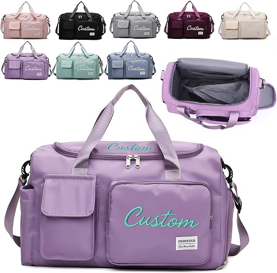 Custom Embroidered Personalized Duffle Bag with Shoe Compartment