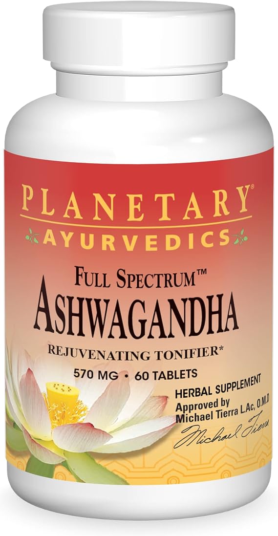 PLANETARY HERBALS Ashwagandha Full Spectrum Ayurvedic Nutritional Supplement, 570 Mg, 60 Count