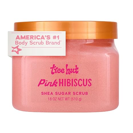 Tree Hut Pink Hibiscus Shea Sugar Scrub Exfoliating Body Scrub Removes Dead Dry Skin for a Soft and Hydrated Feel Nourishing Essential Body Care 18 Ounce