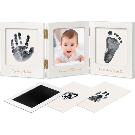 KeaBabies Inkless Baby Handprint and Footprint Kit for Newborn (White/Gold)