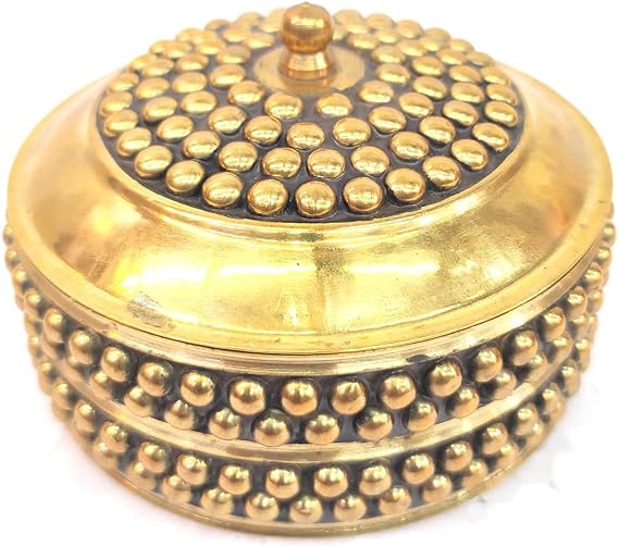 Vintage Brass Box - Vintage Brass Container, Vintage Brass lidded Box,