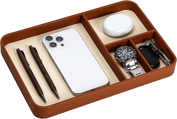 Buqoo PU Valet Tray for Nightstand & Desk