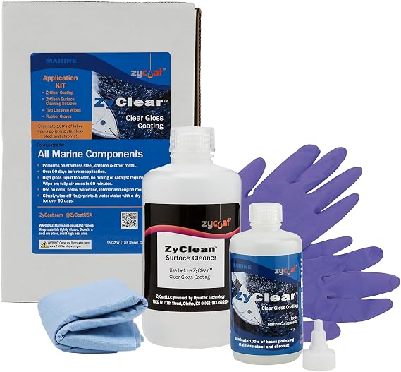 ZyCoat ZyClear 15508 Marine Stainless Steel High Gloss Surface Protection Application Kit - Clear, 8 Ounce