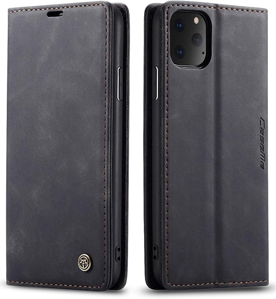 SINIANL Leather Flip Shockproof Wallet Case for iPhone 11 Pro Black
