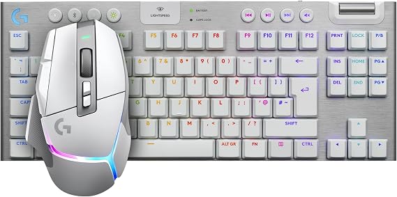Logitech G G502 X PLUS LIGHTSPEED Wireless RGB Gaming Mouse - Optical mouse with LIGHTFORCE hybrid switches, LIGHTSYNC RGB +G915 X LIGHTSPEED TKL Low-Profile Wireless Gaming Keyboard, QWERTY UK- White