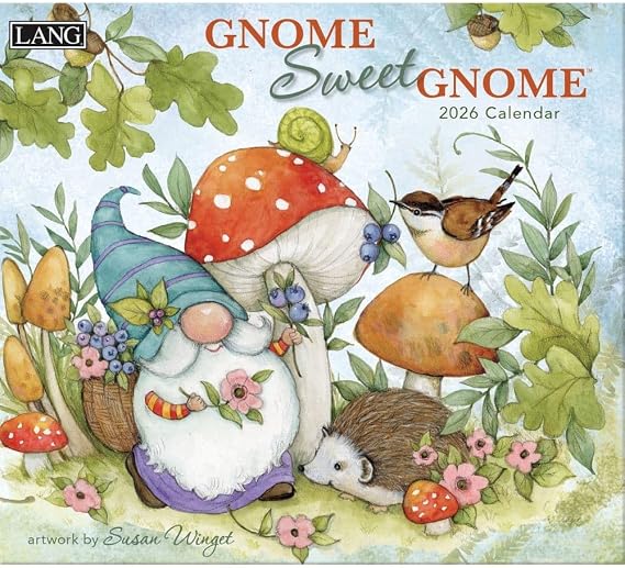 Lang, Gnome Sweet Gnome 2026 Wall Calendar by Susan Winget, 13.4'' X 12'', 12-Month Calendar with Stapled Binding