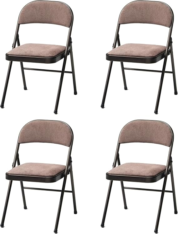 MECO Sudden Comfort Tubular Steel Frame and Deluxe Fabric Padded Folding Chair in Cinnabar Frame and Corrin Fabric Seat and Back (Set of 4)