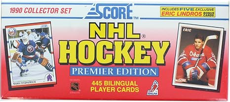 1990 91 Score Hockey Cards Factory Sealed "Bilingual/French" Complete Set of 445 Cards (Includes Wayne Gretzky, Mario Lemieux, Brett Hull, Steve Yzerman, Jaromir Jagr, and dozens of other top NHL