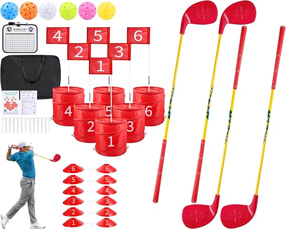 6 HoleBackyard Golf Game with 4 Pack Golf Game Clubs Backyard Golf Course for Indoor & Outdoor Play