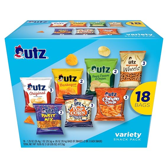 Utz Variety Snack Pack, 18 Count, 16.65 oz Bags