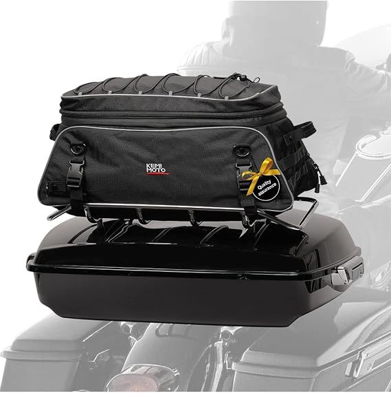KEMIMOTO Expandable 20-25L Motorcycle Travel Luggage Rack Bag Tour Pack Bag