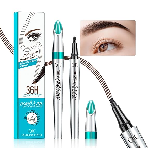 Microblading Eyebrow Pen, Eyebrow Pencil with Premium 4-Prong Micro-Fork Tip Applicator, Microblade Eyebrow Pen-Lift Your Brows Like Your Natural Brows, Stay on All Day, Smudge-Proof(Reddish Brown)