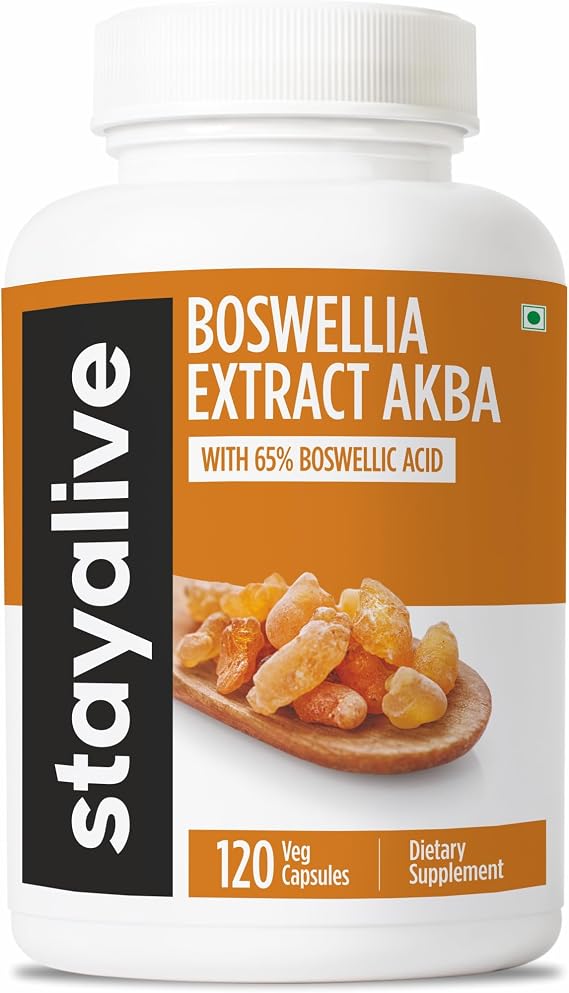 STAY ALIVE Boswellia Serrata Extract Capsules 1000mg with AKBA and 65% Boswellic Acid, 12:1 Resin Extract Powder, 120 Count for 2-Month Supply, Non-GMO and Gluten-Free Boswellia Supplement