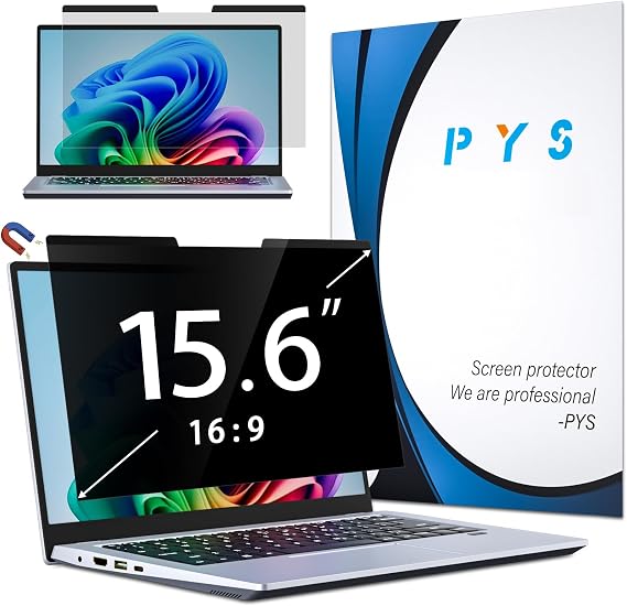 PYS Magnetic Laptop Privacy Screen Filter 15.6 Inch 16:9