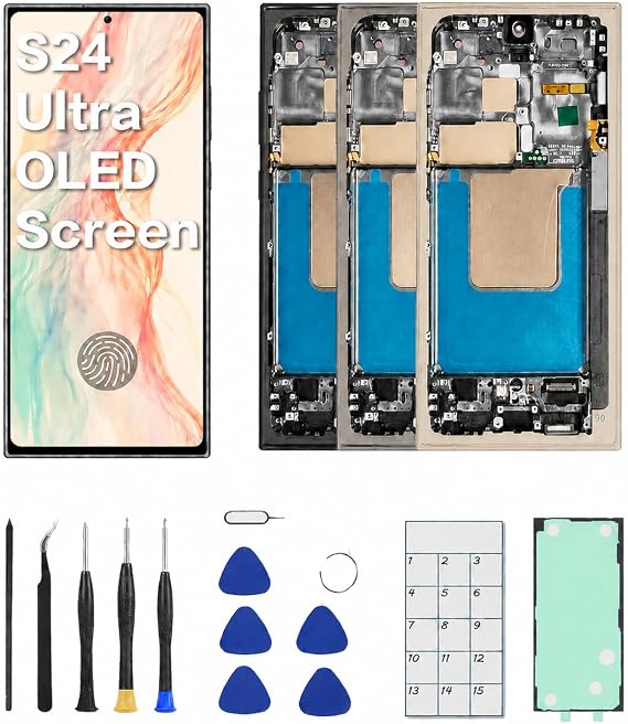 for Galaxy S24 Ultra OLED Screen Replacement with Frame and Tools | OLED DisplayUS VersionFingerprint SensorFull Tool KitInstallation Guide
