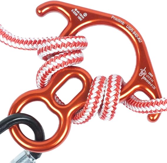 40kN Fall Rescue Big 8 Aluminum Descender with Bent-Ears Rappelling Gear Belay Device Orange