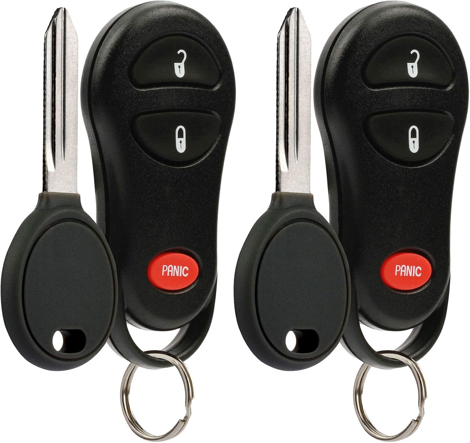 Key Fob fits 1999-2005 Chrysler Dodge Plymouth Keyless Entry Remote + Key (04686481 Y160-PT), Set of 2