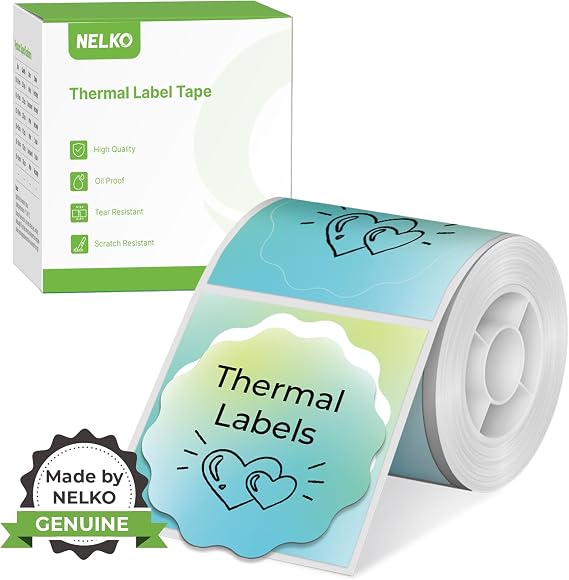 Thermal Labels for Nelko PM220 Label Maker, 2 inch (50mm) Thermal Label, Waterproof, Multi-Purpose Label Tape, 1 Roll of 150 Self-Adhesive Thermal Paper Gradient Green