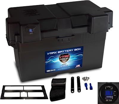 Trolling Motor Group 27-31 Smart Vented Battery Box for Lithium Dual USB-C  1 USB Voltmeter, Cables