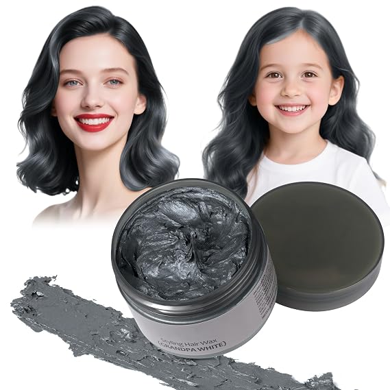Black Hair Color Wax - Temporary & Washable Hair Styling Mud Gel for Men, Women For Halloween, Cosplay, Party, Crazy Hair Day