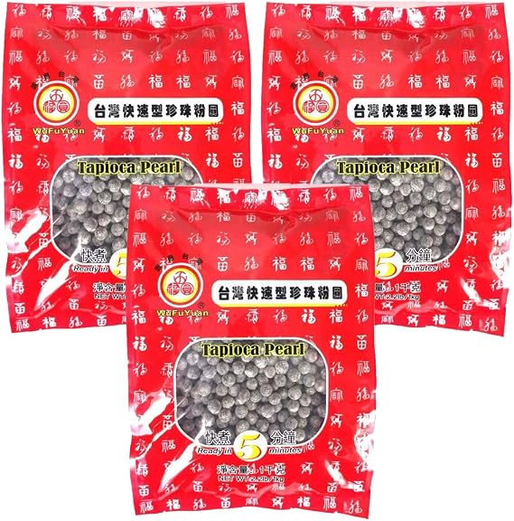 WaNaHong Bubble Tea Black Tapioca Pearl 1KG (Pack of 3) Total 3KG
