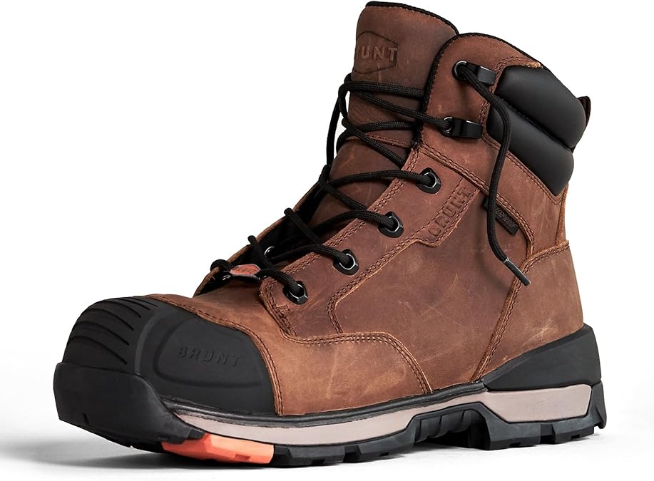 BRUNT Perkins (Comp Toe) - 6" Waterproof Durable Wedge Work Boot with Defined Heel - EH Rated - Slip + Oil Resistant - Adjustable Width System