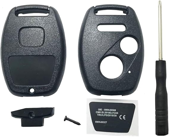 Horande No Cutting Replacement Key Fob Cover Case fit for Honda Civic 2008-2013 CR-V Accord Pilot Fit Odyssey Ridgeline CR-Z Keyless Entry Key Fob Shell