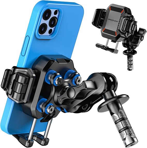 BRCOVAN Anti-Theft Motorcycle Fork Stem Phone Mount with Vibration Dampener