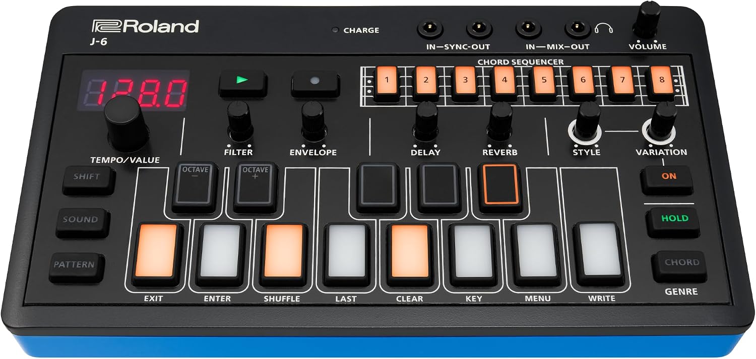 Roland AIRA Compact J-6 Portable Song Maker Professional Sound and Function | JUNO-60 Synth Engine & Presets | Code Sequencer | Effects