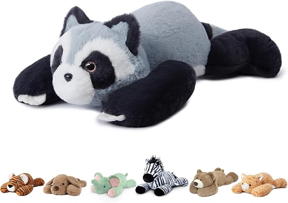 Niuniu Daddy Weighted Stuffed Animals, 20 in 3.3 lb Raccoon Plush Pillow
