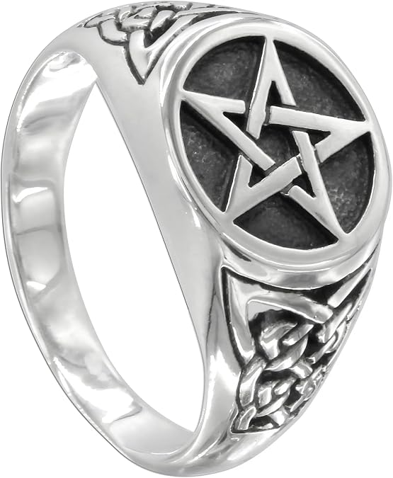 Moonlight Mysteries Celtic Pentacle Ring - Triquetra Pentagram Sizes 4-15