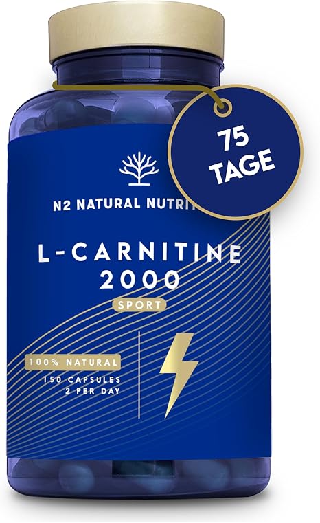 L Carnitine Capsules High Dose 2000 mg per Daily Serving 150 Capsules 75 Days Pre Workout Fitness L-Carnitine Laboratory Tested EU N2 Natural Nutrition