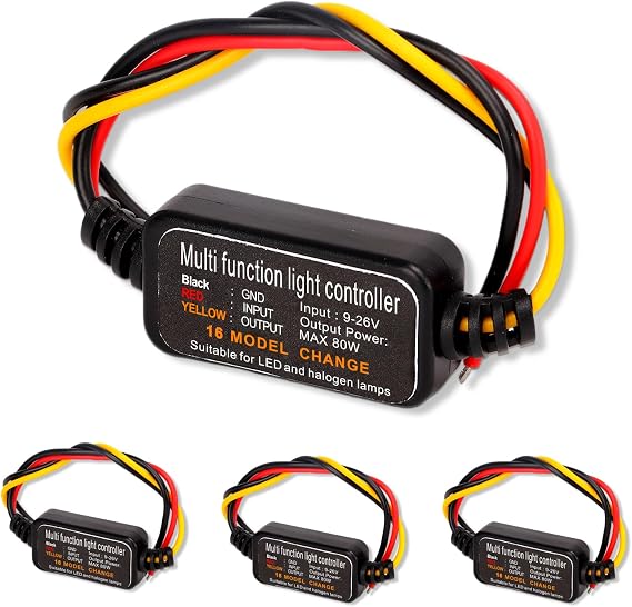 4pcs LED Flash Strobe Controller, 80W Universal DC926V 16 Strobe Modes Brake Light Flasher Brake Light Strobe Module, Car Flasher Module for Motorcycles Cars Trucks for Brake Light Tail Stop Light