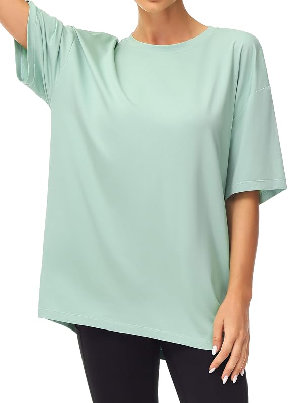 THE GYM PEOPLE Women's Workout Tops Oversized T-Shirts Crewneck Basic Tee