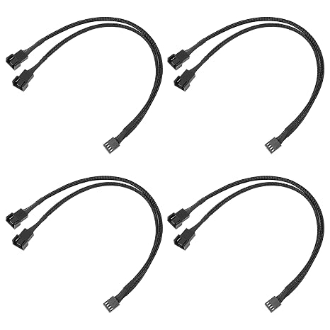 2-Way PWM Fan Splitter Cable 4-Pack, 1 to 2 Extension Cable, 12 Inch